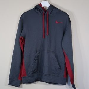 Nike Solid Gray & Burgundy Hoodie